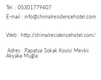 Shimal Residence Hotel iletiim bilgileri